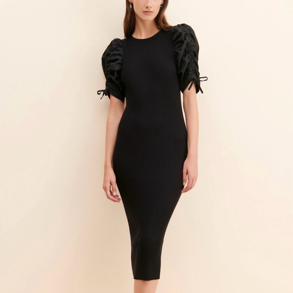 Free People En Saison Black Maxime Midi Dress